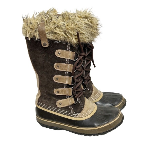 Sorel Joan of Arctic Womens Boots Size 7 Waterproof Leather NL1540-256 Brown - Picture 1 of 8